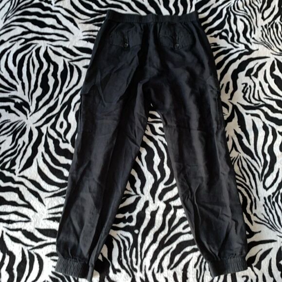 BCBGMaxAzaria loose light Cain black cargo jogger cuffed pants trousers - Picture 10 of 16